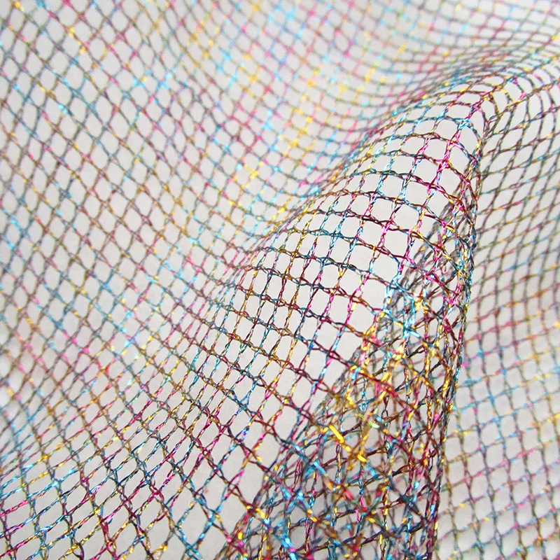 

2019 Fashion Colorful Shining Metallic Net Fabric Wedding Party Decoration Mesh Cloth Sewing Tissu Baby girl dress fabrics