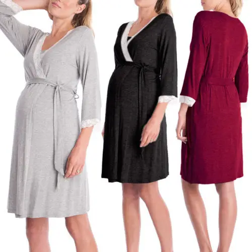 Pregnant Women Nightdress Maternity Sleepwear Feeding Chemise Sleeping