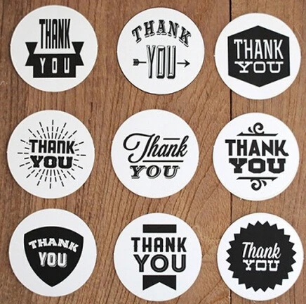 

360 pcs/lot Fashion 9 Design Black Style Thank You Round Seal Sticker Paper Packaging Label-Dia 5cm(tt-4797)
