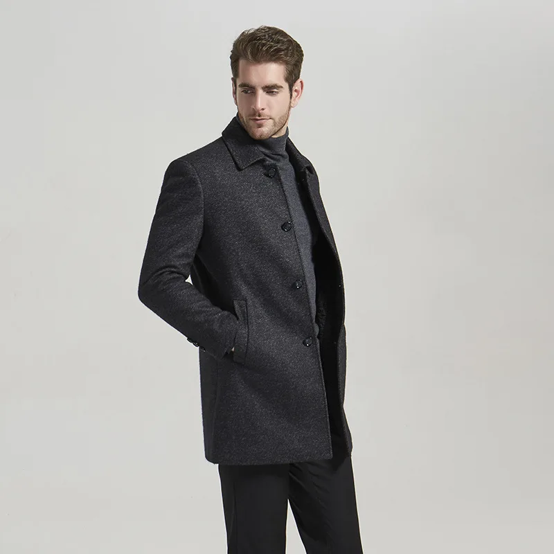 

MINWLJ Men Fashion Style Wool Blends Outwear Jacket Coat Man 150