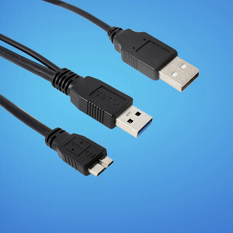 DOITOP черный 0,5 м двойной USB 3,0 тип A к Micro-B USB y-образный высокоскоростной кабель для внешних жестких дисков с usb-питанием