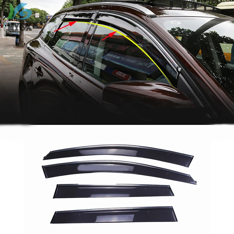

For VOLVO XC60 XC 60 10-15 ABS Plastic Exterior Window Visors Awnings Rain Sun Deflector Guard Vent Cover 4PCS Car Accessories