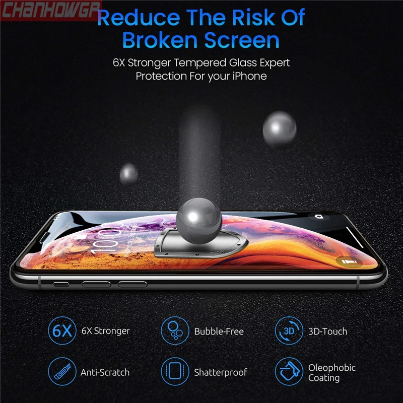 9 H 5D изогнутые закаленное Стекло для iPhone X XS Max XR 7 8 6 6s плюс защитный фильм на 5 5S 5C SE