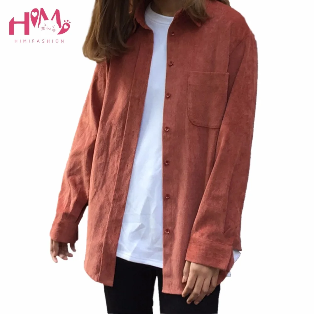 Vente Printemps Vintage Style Coréen Chic Chemise Pour Femme Lâche Mince Velours Côtelé À Manches Longues Chemise Solide Tout Allumette Casual Simple Doux Chemise