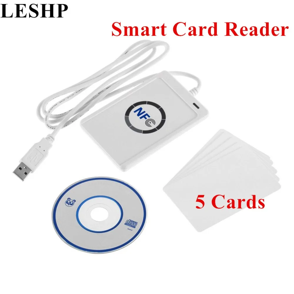 LESHP Smart Card Reader NFC usb ACR122U бесконтактная рчид для всех 4 типов NFC (ISO/IEC18092) Теги + 5 шт M1 карты