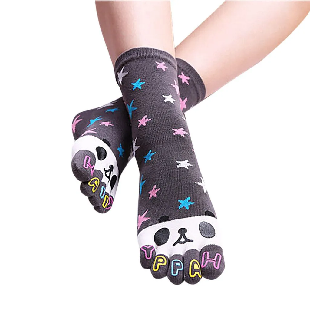 Женские и мужские милые носки с пандой, забавные носки с пятью пальцами, носки harajuku, носки с покемонами для женщин, skarpetki chaussette femme