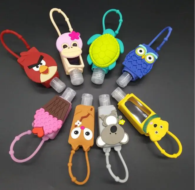 

10pcs/lot Cartoon 30ml Silicone Bath Body Works Hand Sanitizer Pocket Antibacterial Holder With Empty Bottle