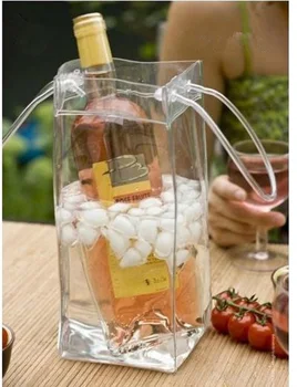 

Free shipping 100pcs PVC Ice Bag Wine cooler chiller Gift bags Wine Tool usa