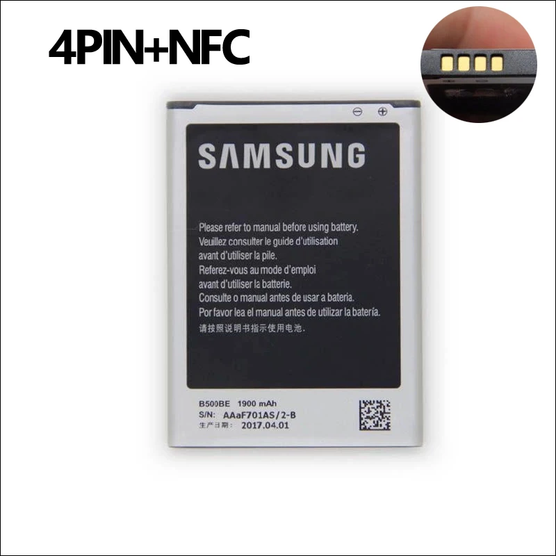 100% оригинал 1900 мАч B500BE B500AE Замена для Samsung Galaxy S4 Mini LTE i9195 NFC 4PIN Батарея