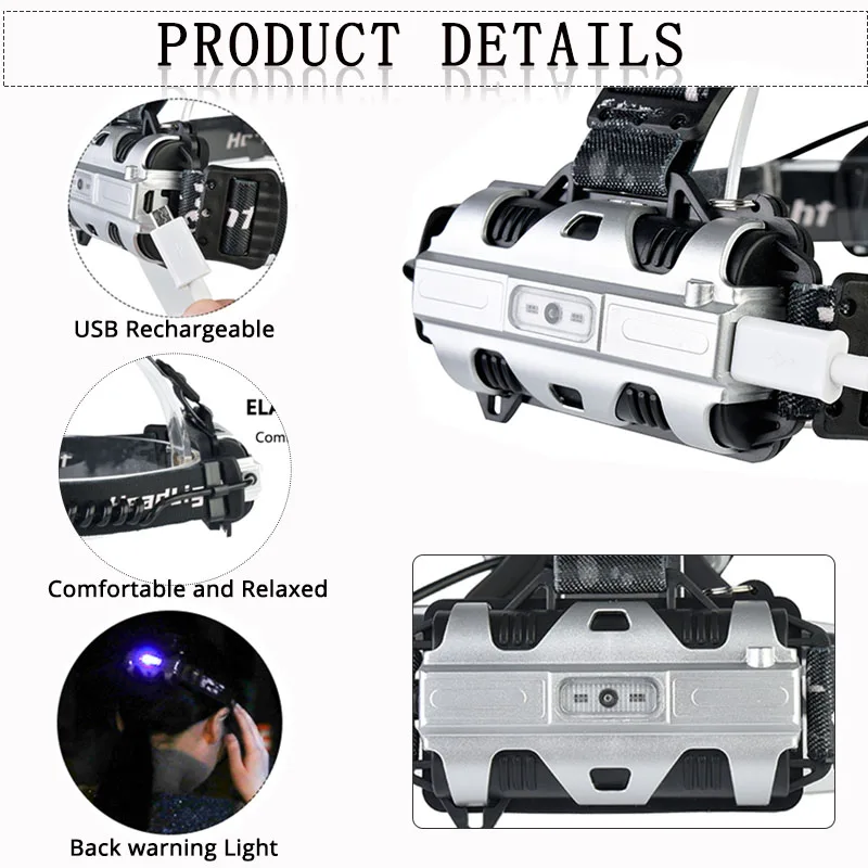 Головной светильник USB Перезаряжаемый налобный фонарь T6+ 4* XPE светодиодный налобный фонарь желтый и синий светильник вспышка светильник фонарь Lanterna с зарядным устройством