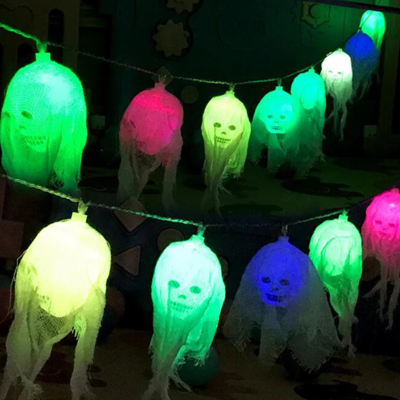 LED Skull Strip string lights Garland Garden battery powered Halloween Decorative Led paty Supplies Prop Dress up Halloween led light up halloween witch hat battery powered glowing witches hat hanging halloween decor glow party supplies