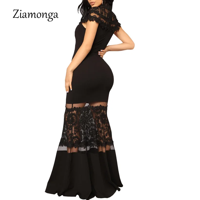 Ziamonga 2018 Новый Vestidos элегантное платье круглый вырез горловины прозрачные платья в