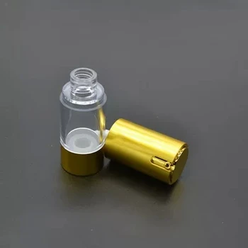 

Free shipping high quality 15ml golden color airless bottles, UV coating refillable lotion bottles,press bottle