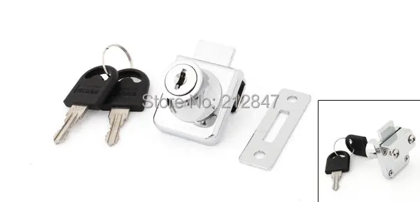 Home Metal Keyed Cabinet Lock for    Hinged Glass Door Silver Tone