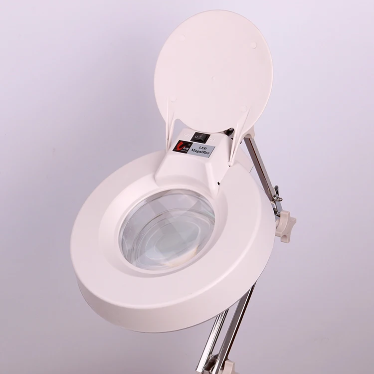  220V 10X Clip Big Magnifying Glass Lamp Magnifier White/Blue Optical Glass Folding Stand for PCB Pr