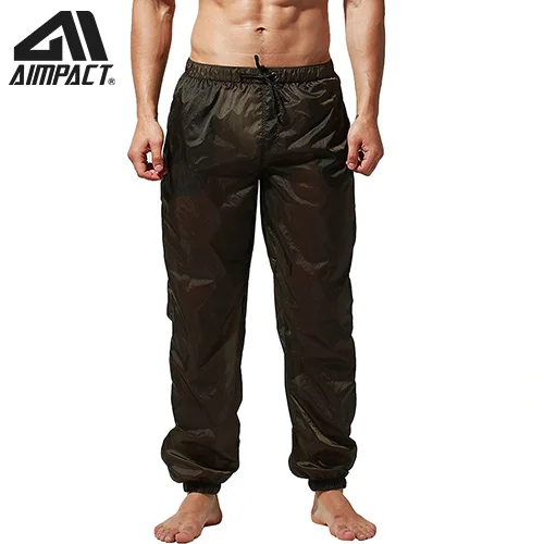 Aimpact сексуальные прозрачные пляжные брюки мужские легкие быстросохнущие летние пляжные джоггеры праздничные пляжные брюки DT85 - Цвет: ArmyGreen