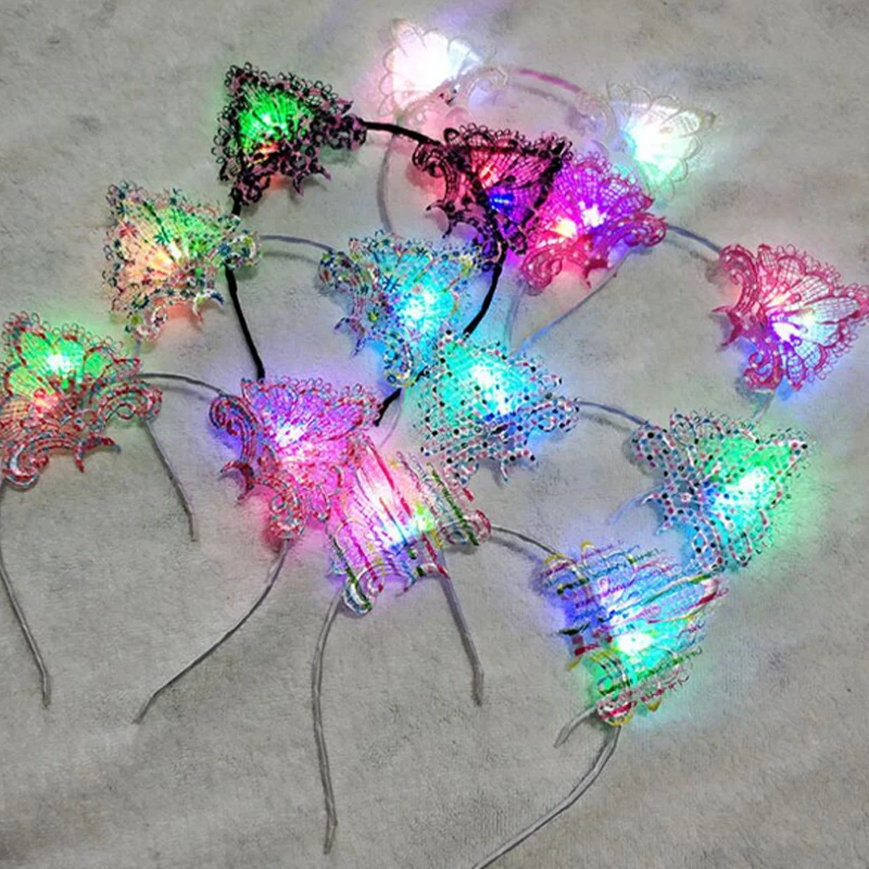 

Luminous Lace Cat Ears LED Headband Light Up Toys Flashing Hairband Christmas New Year Glow Party Supplies Gift Decoration