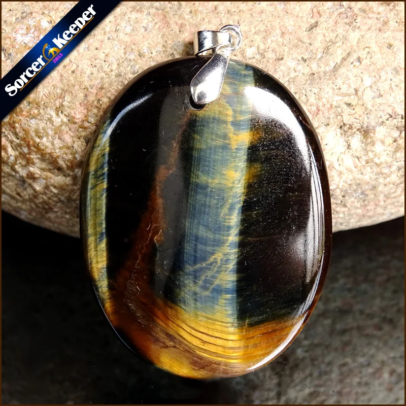 

Women & Men Fashion Jewelry Pendant Necklaces With Chain Wholesale Natural Blue Tiger's Eye Quartz Stone Colares Femininos ZS857