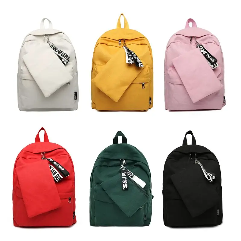 

2Pcs Fashion Canvas School Backpack Set