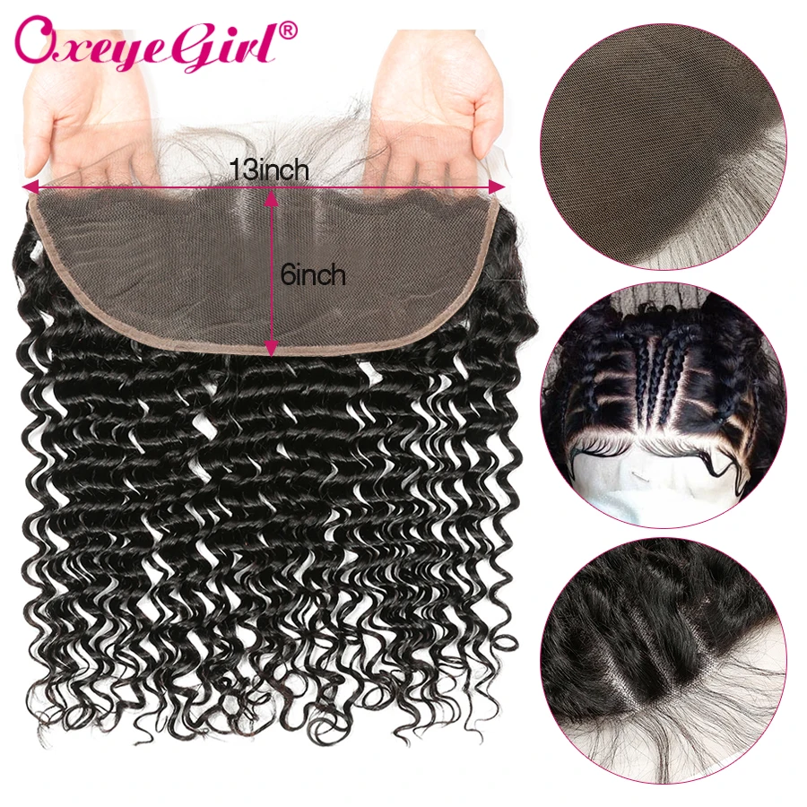 13x6 Lace Frontal Closure Brazilian Deep Wave Frontal Ear To Ear Lace Closure With Baby Hair Oxeye girl Remy Human Hair Closure 13x6 Lace Frontal Closure Brazilian Deep Wave Frontal Ear To Ear Lace Closure With Baby Hair Oxeye girl Remy Human Hair Closure