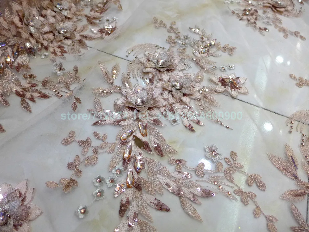La Belleza 1 ярд фиолетовые пайетки акриловые камни 3D цветы ручной работы на сетке свадебное платье/вечернее/шоу/сценическое платье кружевная ткань
