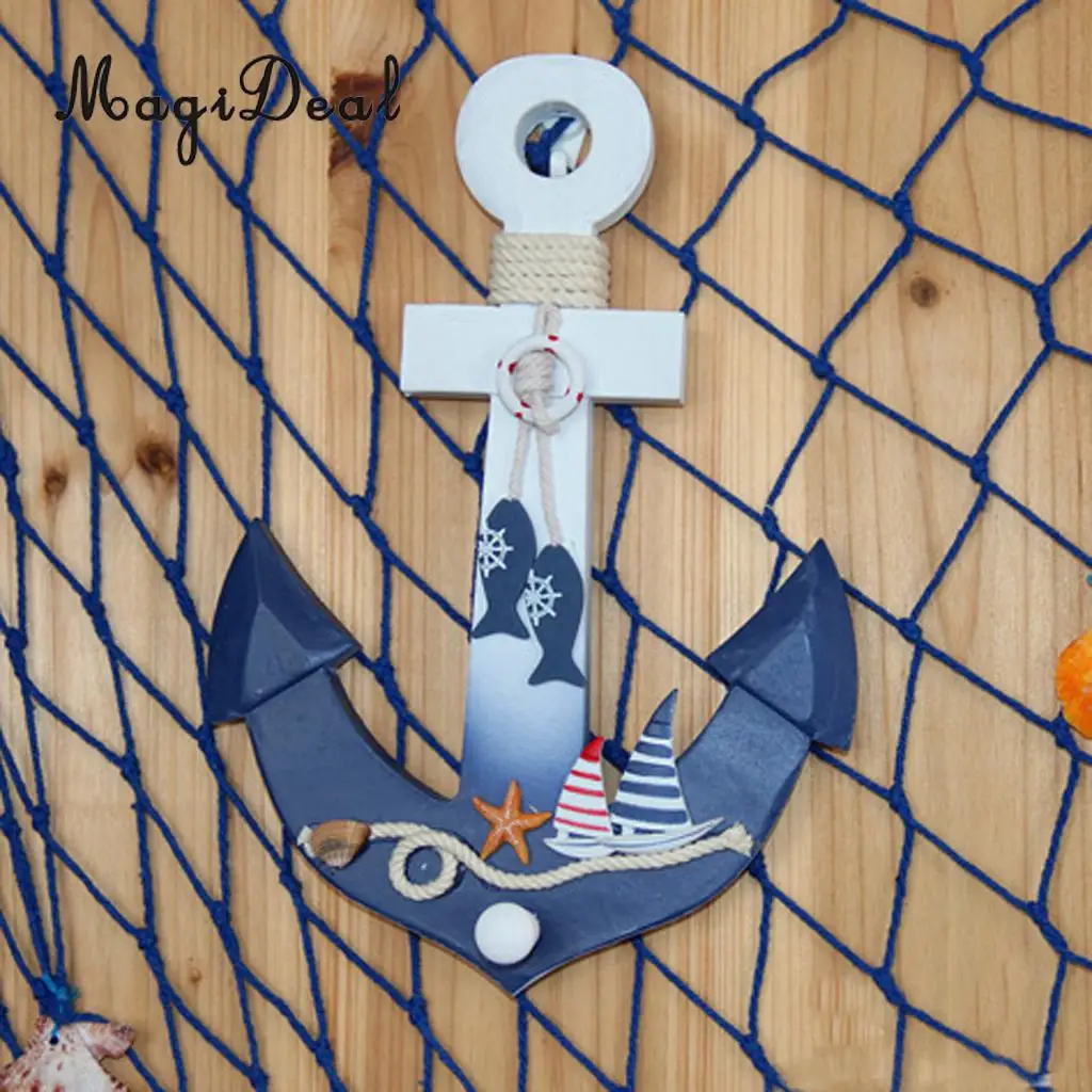 Nautical Anchor Door Wall Hanging Ship Home Decor Hat Hook /& Wooden Ship Wheel