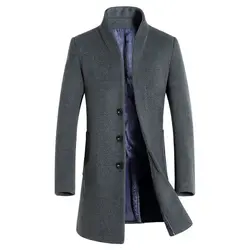 2019 Новое мужское шерстяное пальто длинное шерстяное пальто Мужская модная бушлат куртка шерсть и смеси зимние куртки