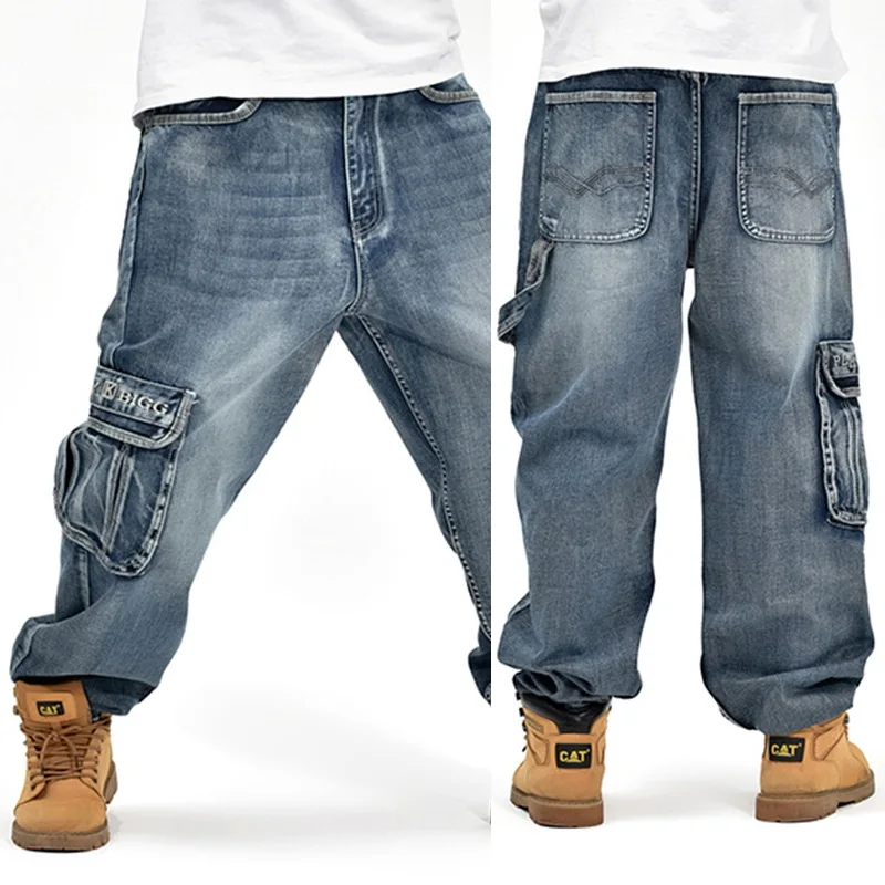 Новинка, модные Мешковатые стильные мужские джинсы в стиле хип-хоп, свободные, с большим карманом, для мальчиков, скейтборд, рэп, панк, потертые, размера плюс 30-44, 46 - Цвет: US SIZE 059