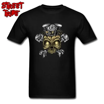 

Punk Style T-shirt For Men Heavy Metal Skull Print Top Black Tees 100% Cotton Party Clothes Halloween Tshirt Short Sleeve O Neck