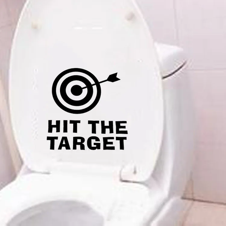 Waterproof Hit the Target Quotes PVC Wall Sticker Funny Toilet Stickers