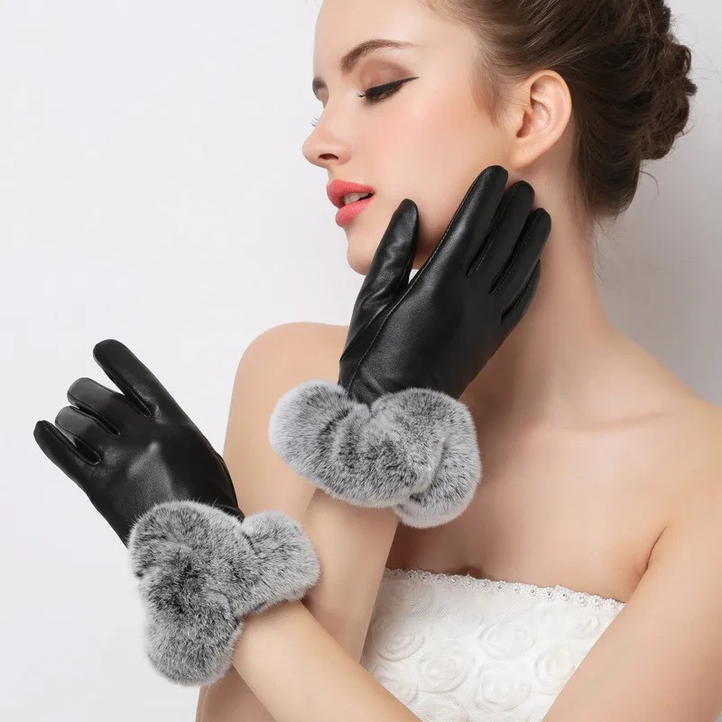 Women-Winter-Warm-Gloves-Rex-Rabbit-Hair-Touchscreen-Drving-PU-Leather-Gloves-for-Touch-Screens-Female