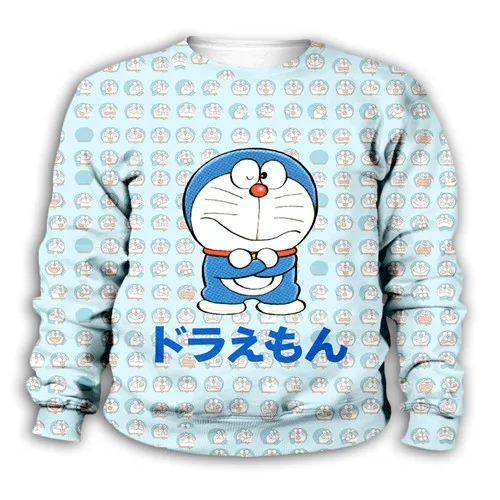 Kawaii Doraemon толстовки с капюшоном из комбинированной ткани нобита ноби 3d принт дети мультфильм Аниме Толстовка мальчик девочка дети Повседневный милый пуловер с косой молнией - Цвет: Kids  sweatshirts