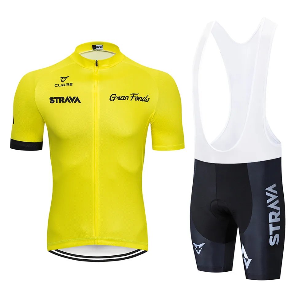

2019 Summer UCI Team Yellow Cycling Clothing Bike Jersey Ropa Mens Bicycle Pro Cycling Jerseys Gel Pad Bike Shorts Sets
