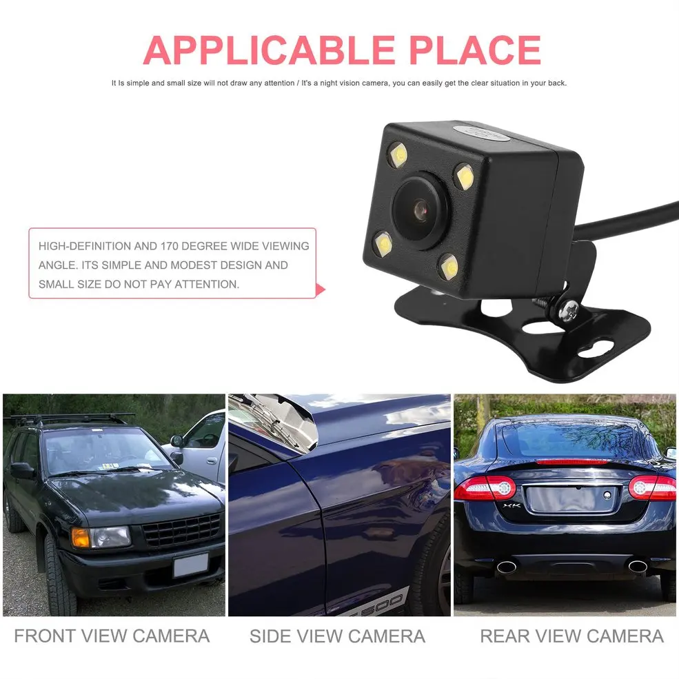 

Universal 4 LED Light Rear View Camera Waterproof Full HD Wide Angle Car Back Reverse Camera Night Vision Parking Assistance