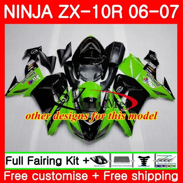 Корпус для KAWASAKI NINJA ZX10R 06 07 ZX1000C синий черный 16SH10 ZX 10R ZX1000 C 10 R 2006 2007 комплект