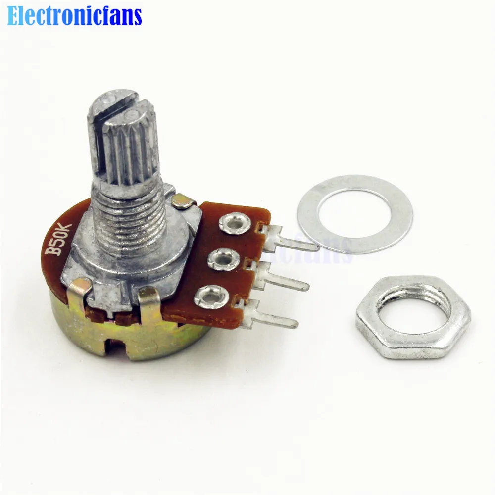 10Pcs B50K 3Pin Linear Potentiometer 10mm Knurled Shaft Rotary