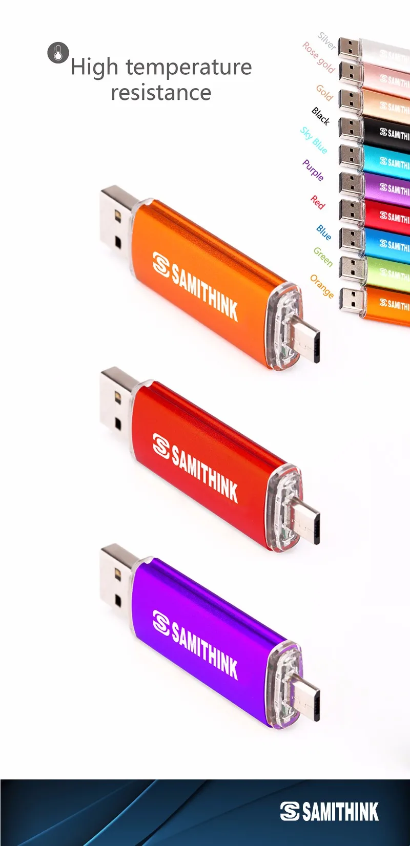 SAMITHINK OTG USB флэш-накопитель высокоскоростной USB 2,0 портативный флэш-накопитель для всех Android Мобильный USB флэш-диск 64 ГБ 32 ГБ 16 ГБ 8 ГБ 4 ГБ