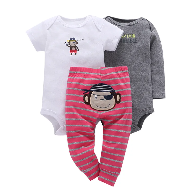 Новинка года, комплект из 3 предметов, боди с длинными рукавами для маленьких мальчиков и девочек, штаны с рисунком медведя шорты на подгузник комплекты одежды для новорожденных из хлопка повседневная одежда - Цвет: k