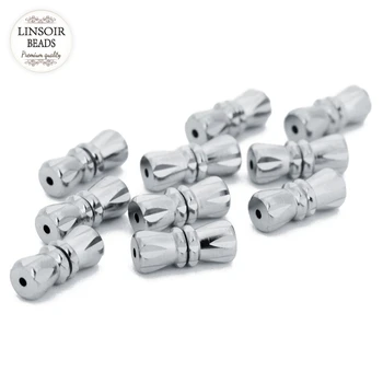 

LINSOIR 30pcs/lot Leather Cord End Fastener Clasps Silver Color Thread Buckle Bracelets Clasps Connectors For DIY Jewelry Making