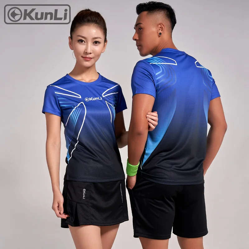 Kunli short tennis shirt women outdoor sports badminton clothing running clothing T-shirt basketball Volleyball shirt