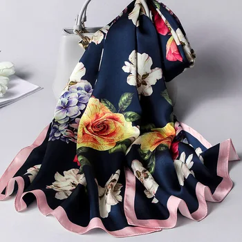 

100% Pure Silk Scarf Women 2020 Luxury Brand Hangzhou Real Silk Wraps For Ladies Print Shawls Foulard Femme Natural Silk Scarves