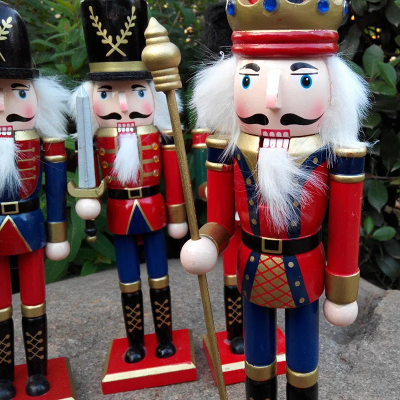 30 см деревянный Щелкунчик фигурные статуэтки рождественские украшения для дома кукла-Щелкунчик настольные ремесла подарки для детей 35