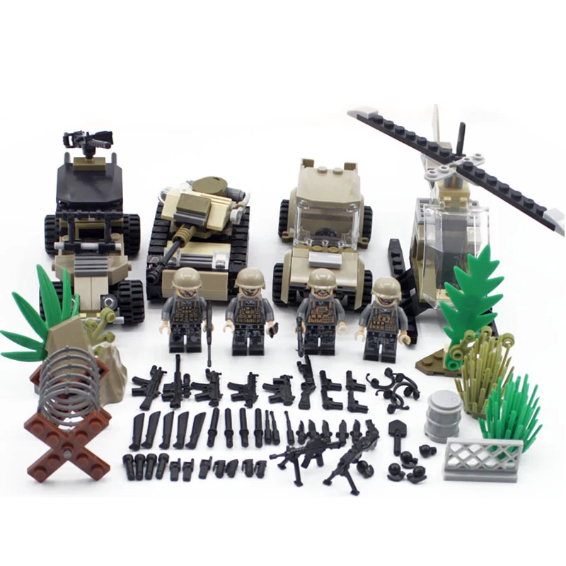 

Modern military brickmania minifigs red sea action building block china army forces figure helicopter tank Armored car brick toy
