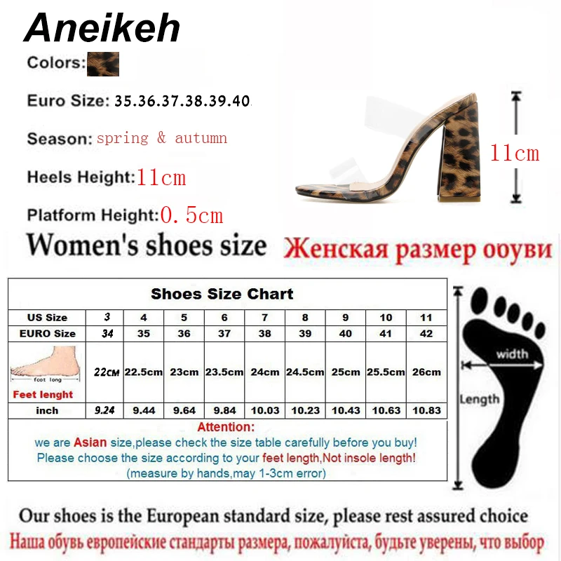 Aneikeh/ г.; летние шлепанцы из ПВХ для зрелых женщин; леопардовые тапочки на прозрачном квадратном каблуке; обувь для отдыха с круглым закрытым носком; Размеры 35-42