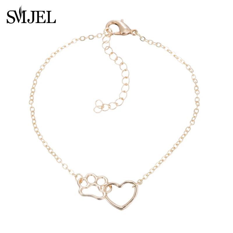 SMJEL, милые браслеты на цепочке с собаками и лапами, женские и детские украшения для женщин, подарки для влюбленных животных, femme - Окраска металла: SL106