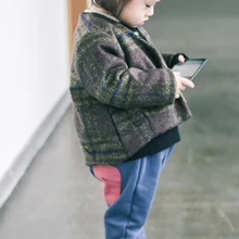 2018 New kids clothes winter thickening wool blends coat plus Faux Fur baby girl clothing boys baby warm jacket plaid style 2-6Y 2018 girls fashion plaid thickening fur collar wool coat jacket