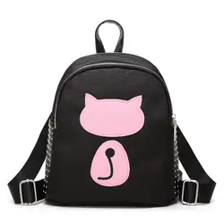 2018 новый аниме Kawaii Cat Для женщин рюкзак заклепки Mochila Feminina PU кожа школьные сумки рюкзак черный Цвет патч известный бренд