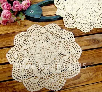 

Free shipping wholesale hand made Crochet table mat,100% cotton Ecru Doily ,table pad,coaster ,place mat 25CMX25CM 12PCS/LOT
