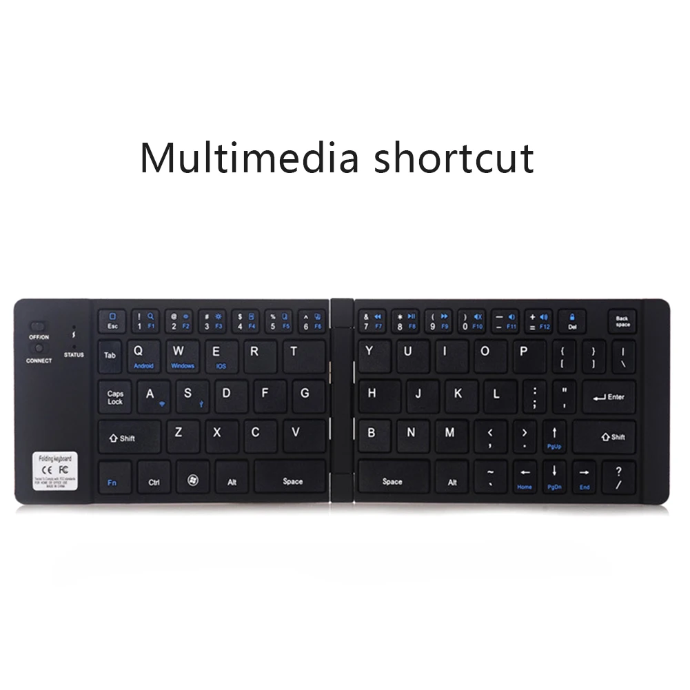 

Black Portable Foldable Bluetooth Keyboard Compatible for iPhone X 8 7 6s Plus iPad HSJ-19