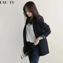 LXMSTH 2018 Spring New Korean Loose Women Casual Blazer Solid OL Formal Coat Elegant Ladies Blazers Black Suit jacket Female